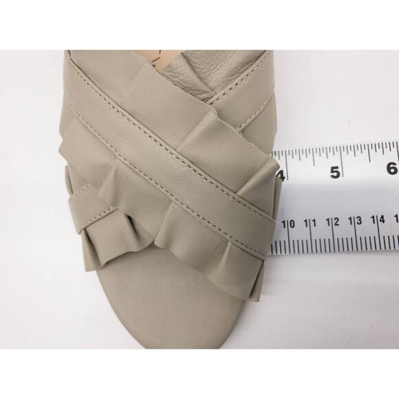 Sole Society Gray Flat Slide Sandals  Leather Ruffle Women's 8  Mandi - Picture 13 of 13
